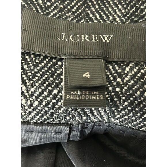 J. CREW GOING OUT BLAZER LINEN TWEED BLACK HOOK AND EYE Sz 4 - Picture 6 of 7